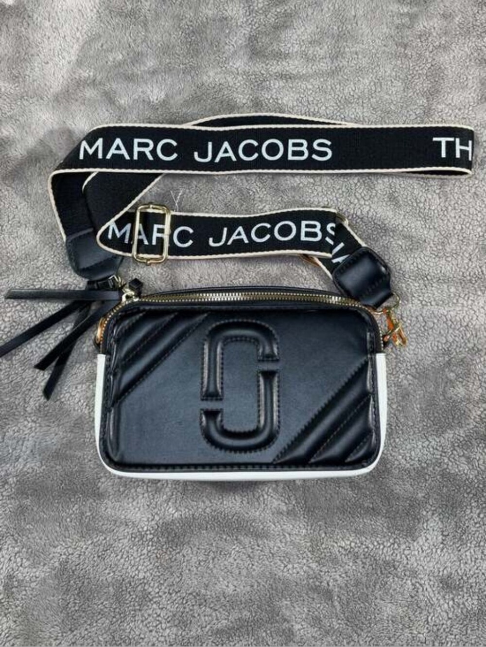 Marc Jacobs The Snapshot Colorblock Leather Crossbody Bag Black Orange White
